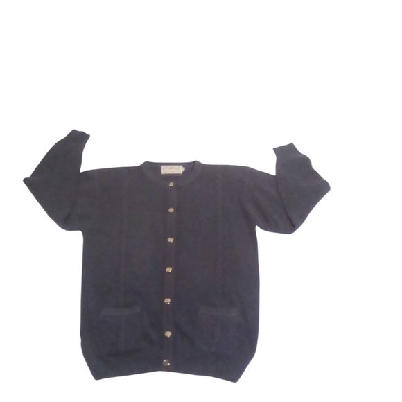 Blarney Lambswool Angora Button Down Padded Shoulder Sweater Cardigan Size 2 - Picture 1 of 7